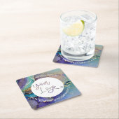 色の数々の金ゴールド液抽象芸術あなたのロゴ スクエアペーパーコースター (インサイチュ)