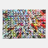 色の斑点の下でツイストされた格子模様、不祥月形駅 キッチンタオル (横)