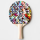 色の斑点の下でツイストされた格子模様、不祥月形駅 卓球ラケット (正面)