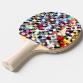色の斑点の下でツイストされた格子模様、不祥月形駅 卓球ラケット (正面アングル)