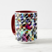 色の斑点の下でツイストされた格子状の、不祥事 マグカップ (正面左)