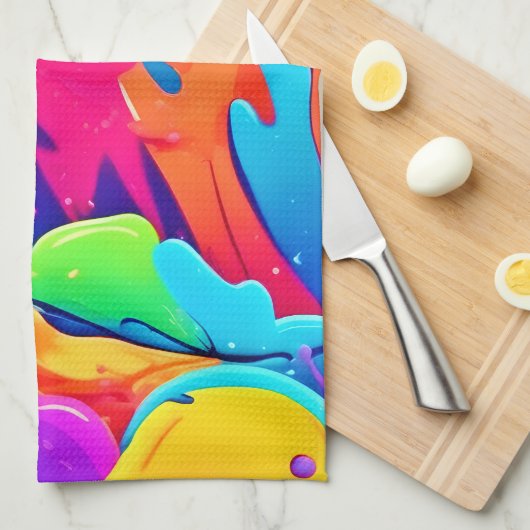 色の星雲 キッチンタオル (四つ折り)