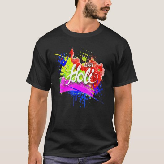 色の春祭り ホーリー2022 インド ヒンズー教 祝賀 Tシャツ (正面)