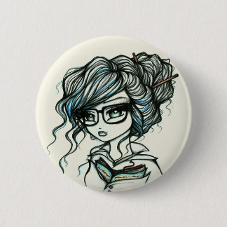 色の本の女の子の妖精のファンタジーの穿孔器 缶バッジ