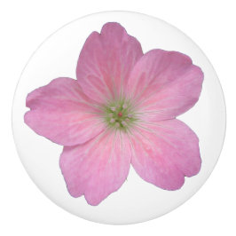 色の植物のピンクのゼラニウムの花 セラミックノブ