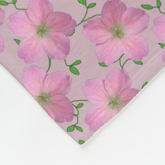 色の植物のピンクのゼラニウムの花 フリースブランケット (角)