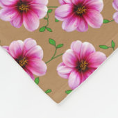 色の植物のピンクのダリアの花 フリースブランケット (角)