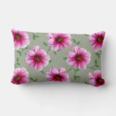 色の植物のピンクのダリアの花 ランバークッション (裏面)