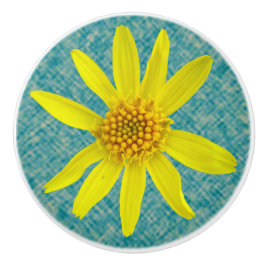 色の植物の新しく黄色い野生の花 セラミックノブ