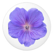 色の植物の青いゼラニウムの花 セラミックノブ (正面)