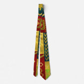 色の民族のアフリカの金パターン ネクタイ (裏面)