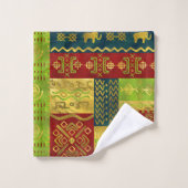 色の民族のアフリカの金パターン バスタオルセット (ウォッシュタオル)