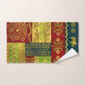 色の民族のアフリカの金パターン バスタオルセット (ハンドタオル)