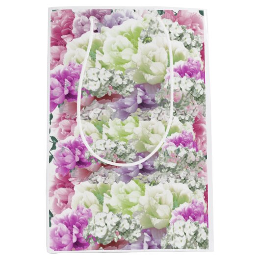 色の混数々の合ブーケ花中抱き枕 ミディアムペーパーバッグ (正面)