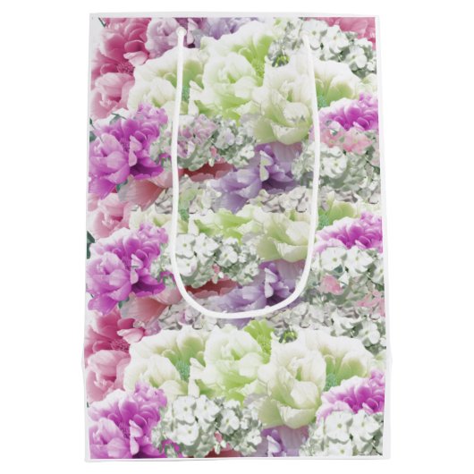 色の混数々の合ブーケ花中抱き枕 ミディアムペーパーバッグ (裏面)
