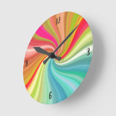色の渦巻き虹のツイスト（数字） ラウンド壁時計 (傾斜)