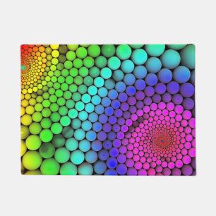 色の渦巻の虹モダンな球パターン ドアマット