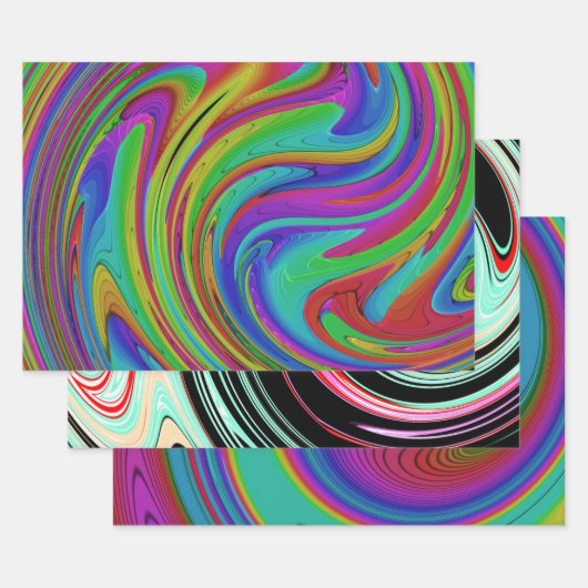 色の渦 ラッピングペーパーシート (セット)