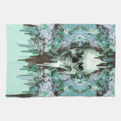 色の溶ける砂糖のスカルを見ること キッチンタオル (横)