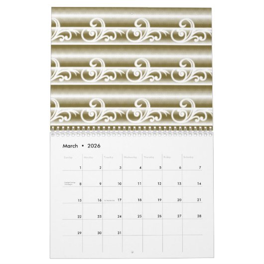 色の濃い絨毯は左右対称の幾何学的な特徴を持つ カレンダー (3月 2026)