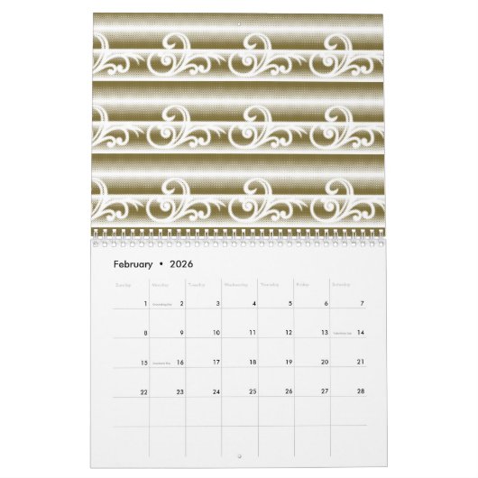 色の濃い絨毯は左右対称の幾何学的な特徴を持つ カレンダー (2月 2026)