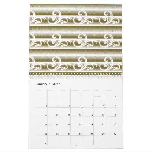 色の濃い絨毯は左右対称の幾何学的な特徴を持つ カレンダー (1月 2027)