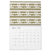 色の濃い絨毯は左右対称の幾何学的な特徴を持つ カレンダー (2月 2027)