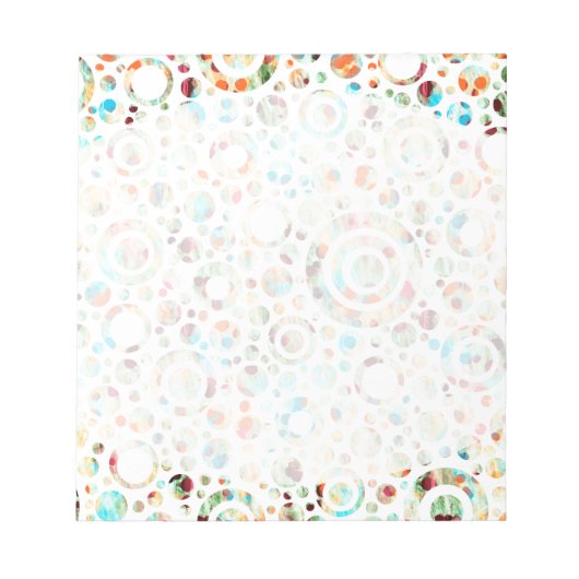 [色の点と円のパターン] +テキストと背景 ノートパッド (正面)