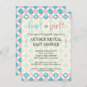 色の点の性はベビーシャワーを明らかにします 招待状 (正面/裏面)