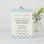 色の点の性はベビーシャワーを明らかにします 招待状 (スタンド正面)