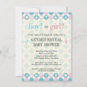 色の点の性はベビーシャワーを明らかにします 招待状 (正面)
