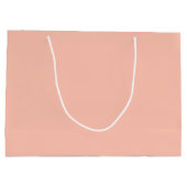 色の無地のプレーンシンプル繊細なトロピカルピーチ ラージペーパーバッグ (裏面)