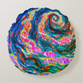 色の熱狂する渦 ラウンドクッション (正面)