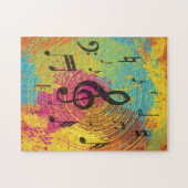 色の爆発の明るい音楽ノート ジグソーパズル (横)