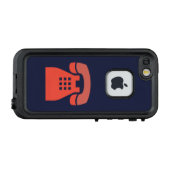 色の画像的で赤いレトロの電話 LifeProof iPhoneケース (裏面横)