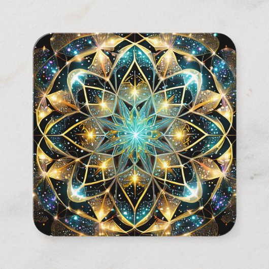 色の神秘的なマンダラ鮮やかデザイン スクエア名刺 (正面)