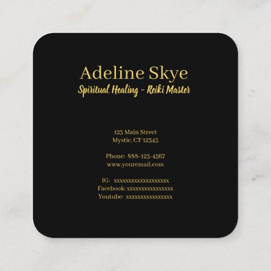 色の神秘的なマンダラ鮮やかデザイン スクエア名刺 (裏面)