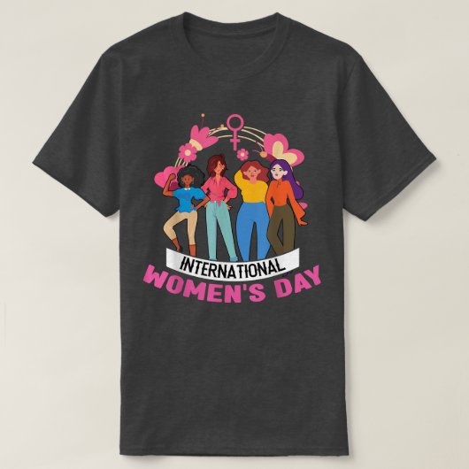 色の統一 多様性 フェミニズム 国際女性の日 Tシャツ (デザイン正面)