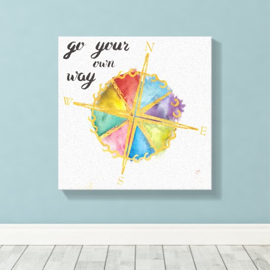 色の羅針盤を使って自分の引用文を行く キャンバスプリント (インサイチュ (ウッドフロア))