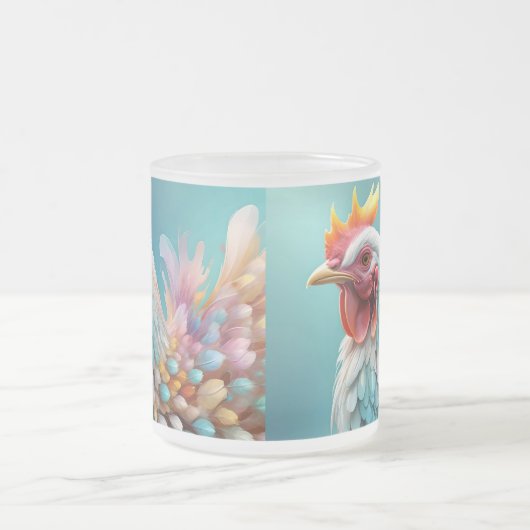 色の羽レインボーチキン» フロストグラスマグカップ (中央)