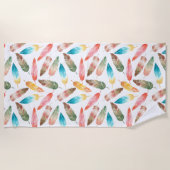 色の羽 ビーチタオル (正面)