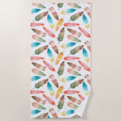 色の羽 ビーチタオル (正面)