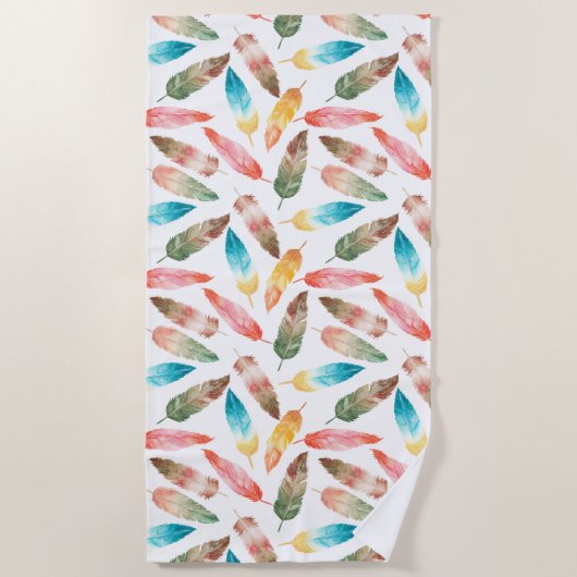 色の羽 ビーチタオル (正面)