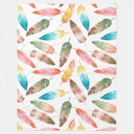 色の羽 フリースブランケット