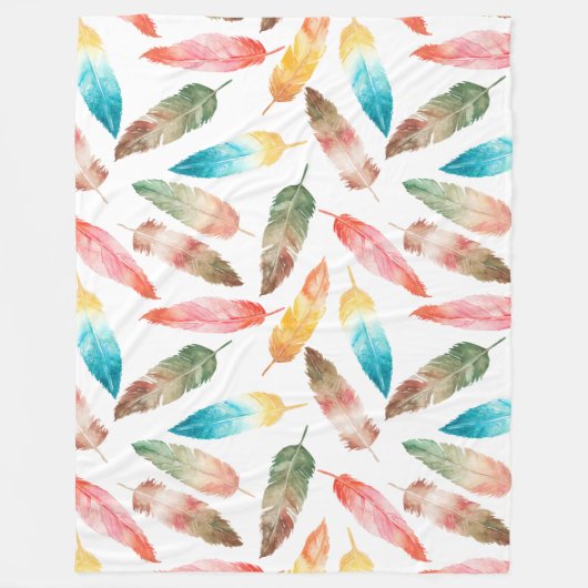 色の羽 フリースブランケット (正面)