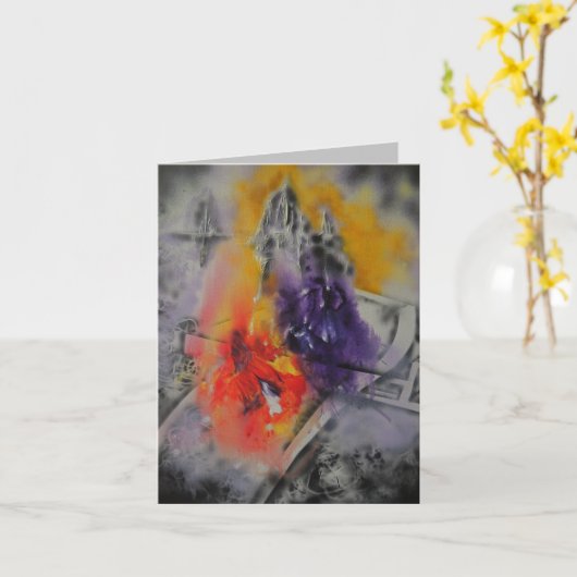 色の考え抽象芸術カード カード (黄色い花)