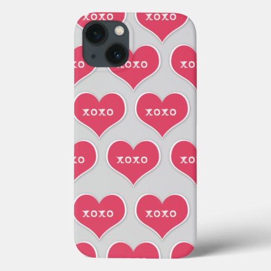 色の背景が変更できるピンクのXOXOハート Case-Mate iPhoneケース (裏面)