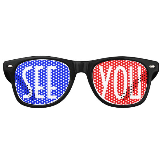 色の背景のみ – 青い赤+アイディア レトロサングラス (正面)