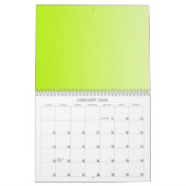 色の背景カレンダーのみ – 春グリーングラード カレンダー (1月 2026)