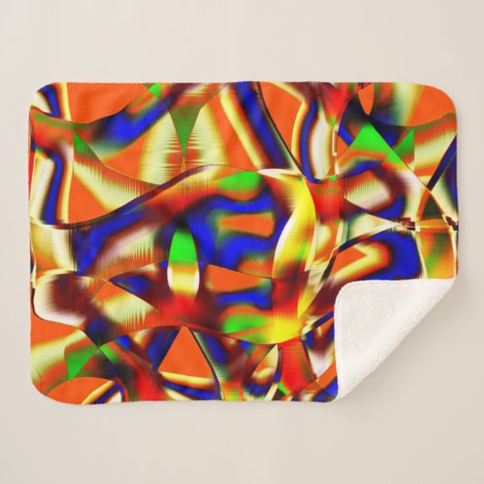 色の色の威厳のある青とオレンジの戦い シェルパブランケット (正面(横))